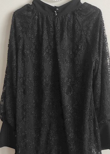 Uzun Siyah Dantelli Gotik Kadın Elbise - Görsel 2