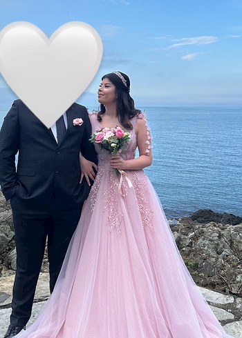 Pembe Dantel İşlemeli Uzun Bohem V Yaka Elbise