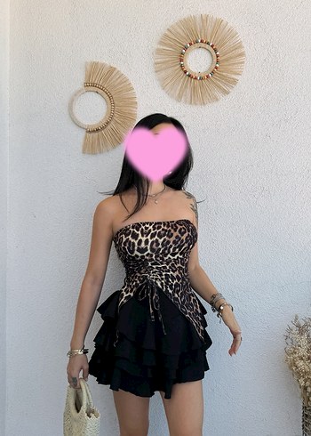 xs Beden Leopar mini üst