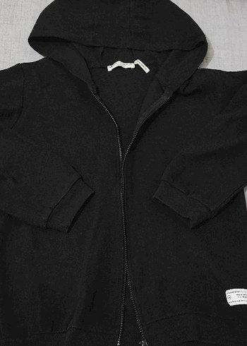 Erkek Kapüşonlu Siyah Fermuarlı Sweatshirt
