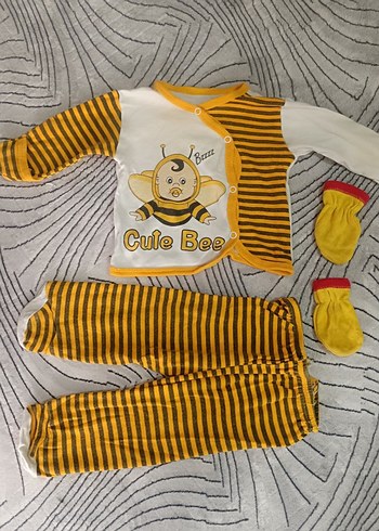 Sarı Çizgili Uzun Kollu Bebek Takımı