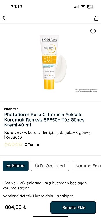 Bioderma güneş kremi