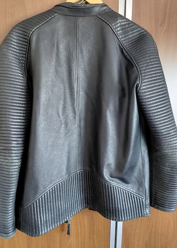 Erkek Siyah Deri Biker Ceket - Görsel 6