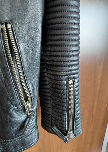 Erkek Siyah Deri Biker Ceket - Görsel 5