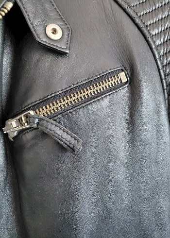 Erkek Siyah Deri Biker Ceket - Görsel 4