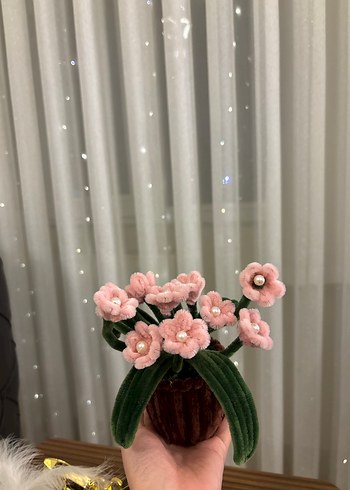 Kırmızı İnci Detaylı Dekoratif Çiçek - Görsel 2