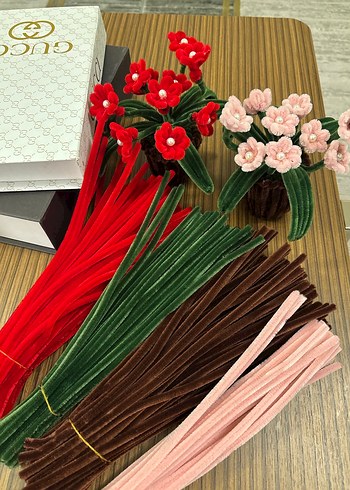 Renkli Kadife Tel Çiçek Seti - Görsel 2