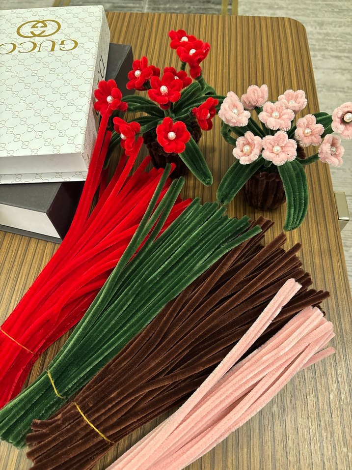 Renkli Kadife Tel Çiçek Seti - Görsel 2