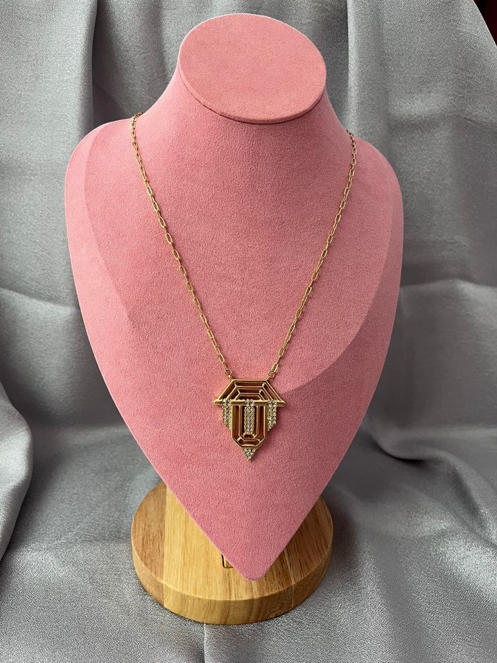 Uzun Zincir Detaylı Bohem Altın Kolye - Görsel 2