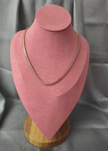 Zincir Detaylı Pembe Minimalist Uzun Kolye - Görsel 2