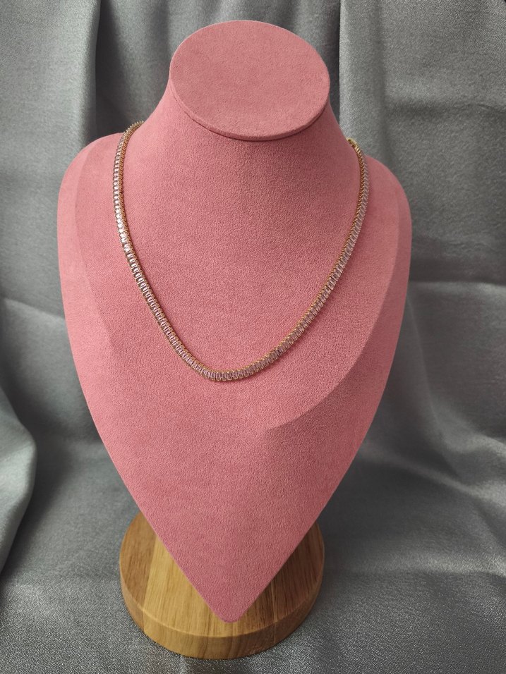 Zincir Detaylı Pembe Minimalist Uzun Kolye - Görsel 2