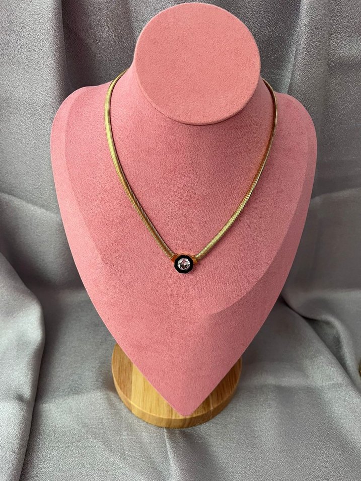 Altın Renk Mini Yılan Desenli Zincir Kolye - Görsel 2