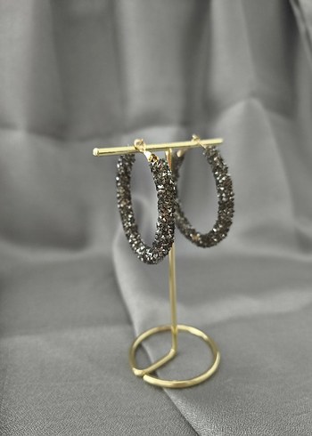 Siyah, gri ve koyu gri Boncuklu Küpe - Görsel 3