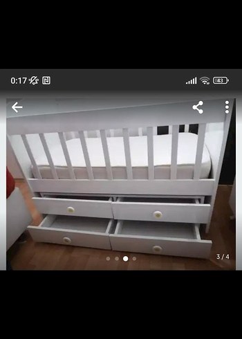 Diger Beyaz Çekmeceli Bebek Beşiği