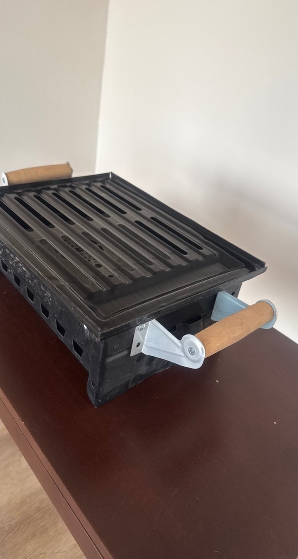 Ahşap Saplı Siyah Masaüstü Mangal - Görsel 5