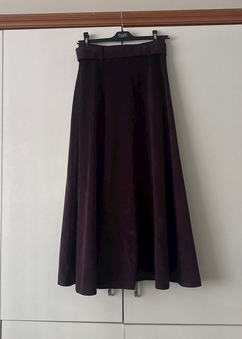Kadın Mor Süet Kemerli Uzun Etek - Görsel 3