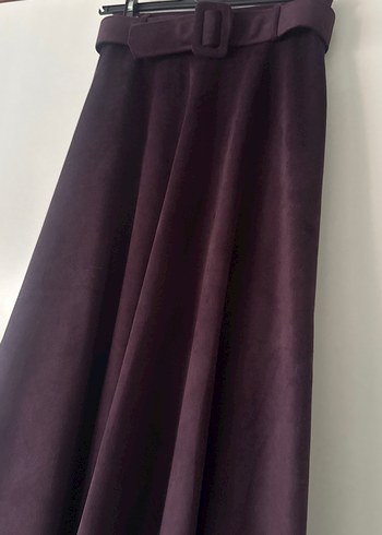 Kadın Mor Süet Kemerli Uzun Etek - Görsel 2