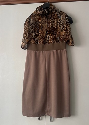 Leopar Desenli Kemerli Mini Elbise - Görsel 4