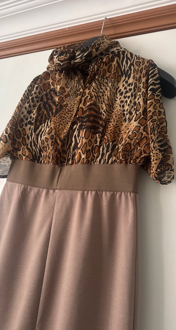 Leopar Desenli Kemerli Mini Elbise - Görsel 5