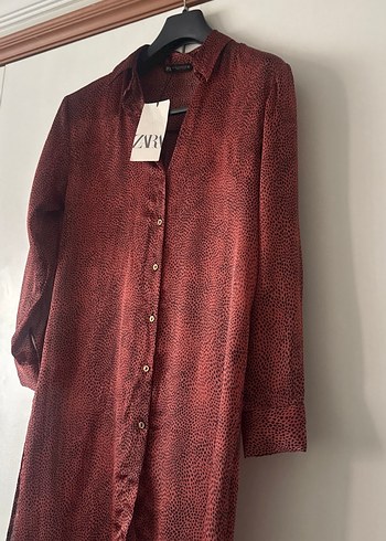 Bordo Uzun Kollu Desenli Kadın Gömlek - Görsel 2