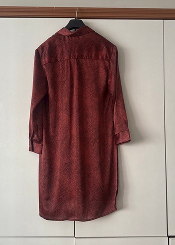 Bordo Uzun Kollu Desenli Kadın Gömlek - Görsel 3