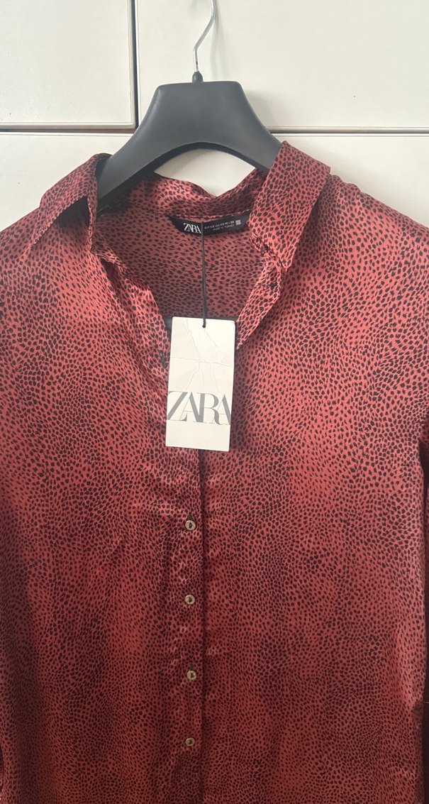 Bordo Uzun Kollu Desenli Kadın Gömlek - Görsel 4