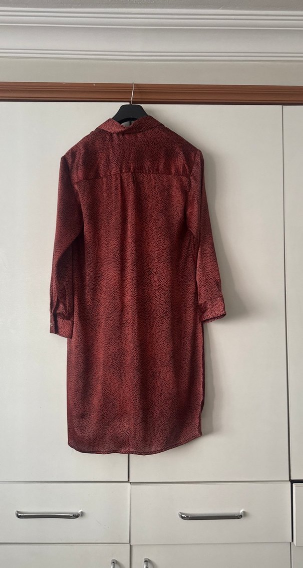 Bordo Uzun Kollu Desenli Kadın Gömlek - Görsel 3