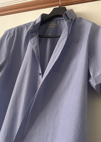 Mavi Kısa Kollu Erkek Gömlek - Görsel 2