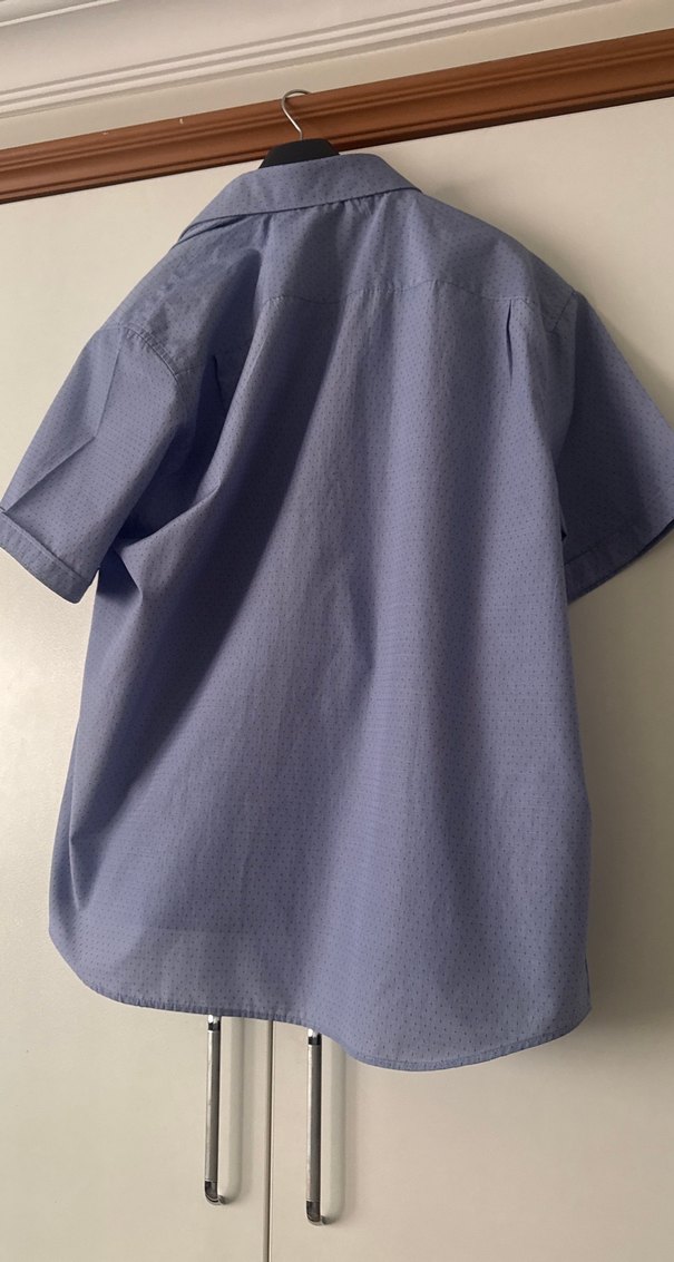 Mavi Kısa Kollu Erkek Gömlek - Görsel 3