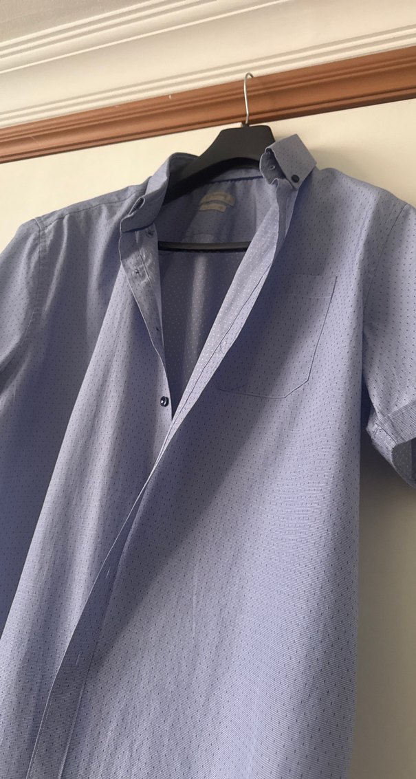 Mavi Kısa Kollu Erkek Gömlek - Görsel 2