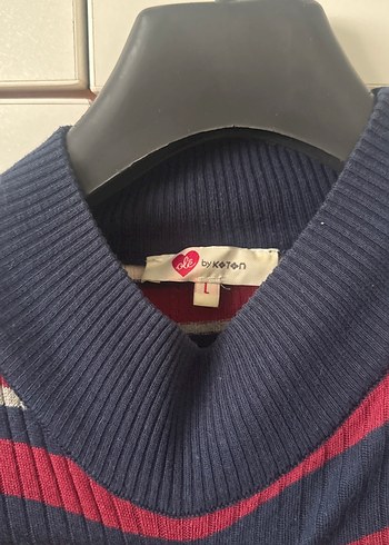 Çizgili Uzun Triko Elbise - Görsel 4