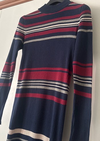 Çizgili Uzun Triko Elbise - Görsel 2