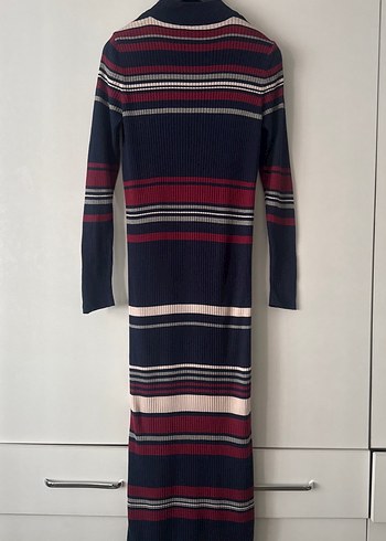 Çizgili Uzun Triko Elbise - Görsel 3