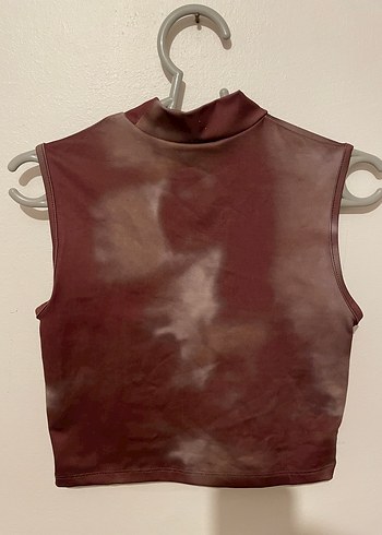 Kadın Kolsuz Yüksek Yaka Tie-Dye Crop Top - Görsel 2