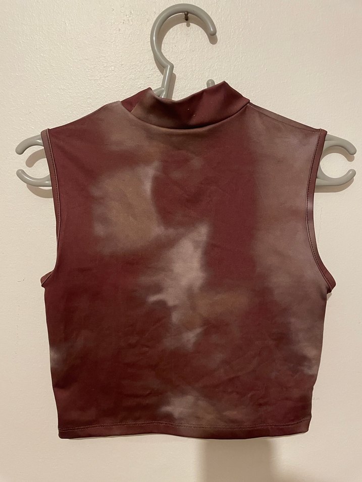 Kadın Kolsuz Yüksek Yaka Tie-Dye Crop Top - Görsel 2