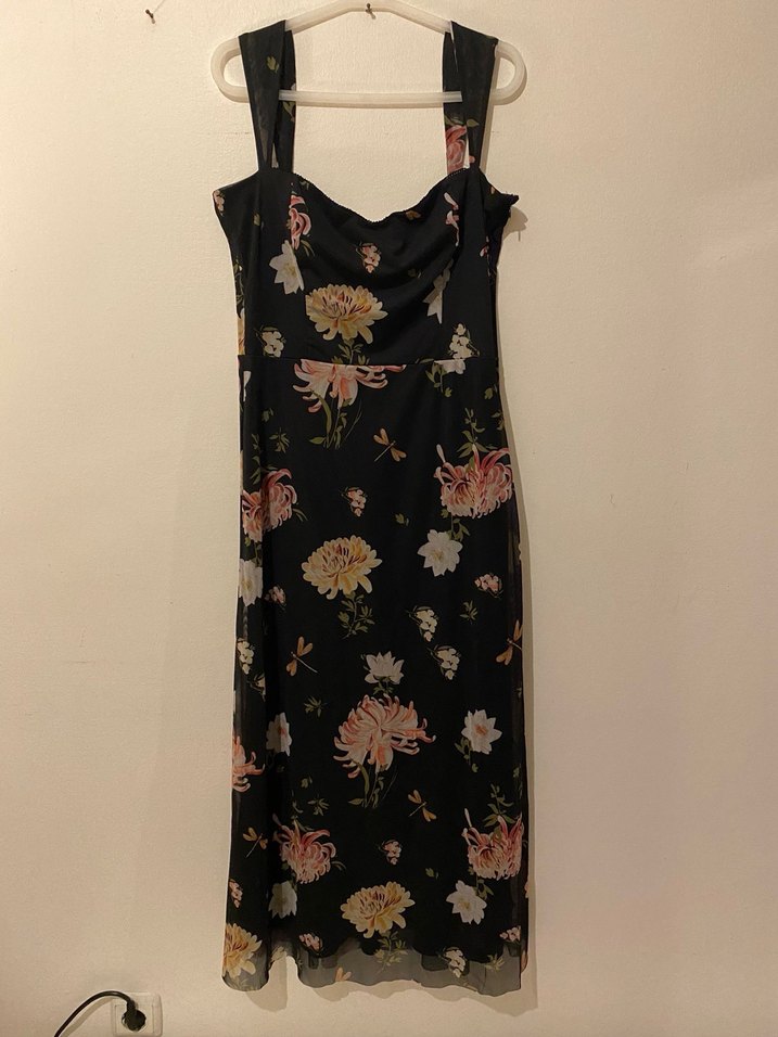 Siyah Çiçekli Bohem Uzun Straplez Büstiyer - Görsel 2