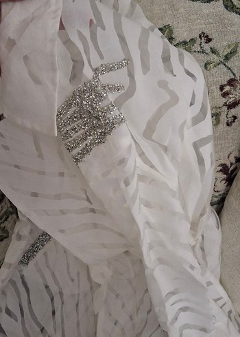 Uzun Beyaz Nakışlı Bohem Kadın abiye trenç - Görsel 5