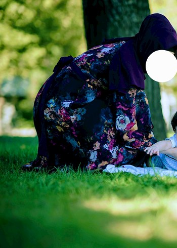 Bohem Tarz Uzun Kol Siyah Çiçekli Elbise