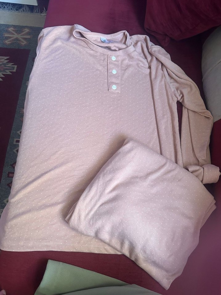 Bej Pamuklu Düğmeli Hamile Bluzu - Görsel 2