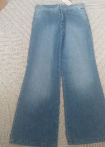 LC Waikiki Kadın Mavi Kemerli Normal Kesim Denim Pantolon