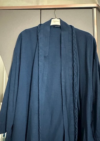 Bağcıklı Lacivert KETCHEE Kadın Keten Kimono - Görsel 3