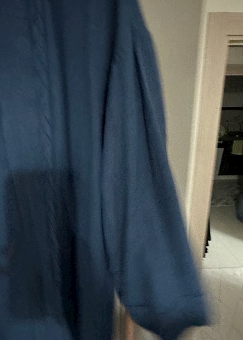 Bağcıklı Lacivert KETCHEE Kadın Keten Kimono - Görsel 4