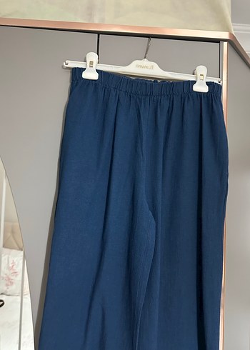 Bağcıklı Lacivert KETCHEE Kadın Keten Kimono - Görsel 9