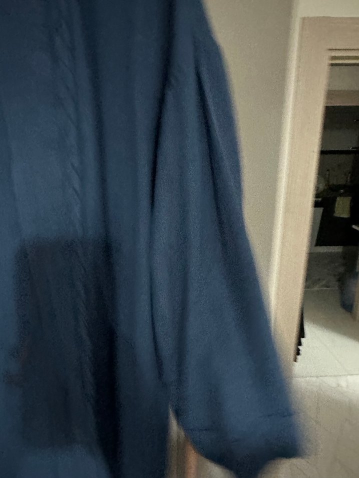 Bağcıklı Lacivert KETCHEE Kadın Keten Kimono - Görsel 4