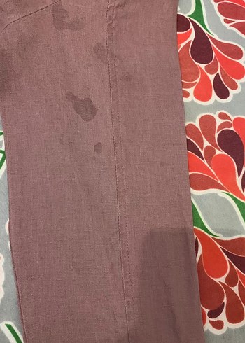 Uzun Kollu Bej Keten Tunik yumoş lekesi var - Görsel 5