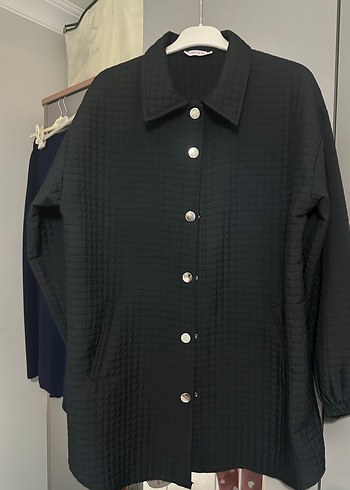 Düğmeli Gri Kadın Ceket - Görsel 5