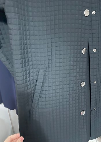 Düğmeli Gri Kadın Ceket - Görsel 2