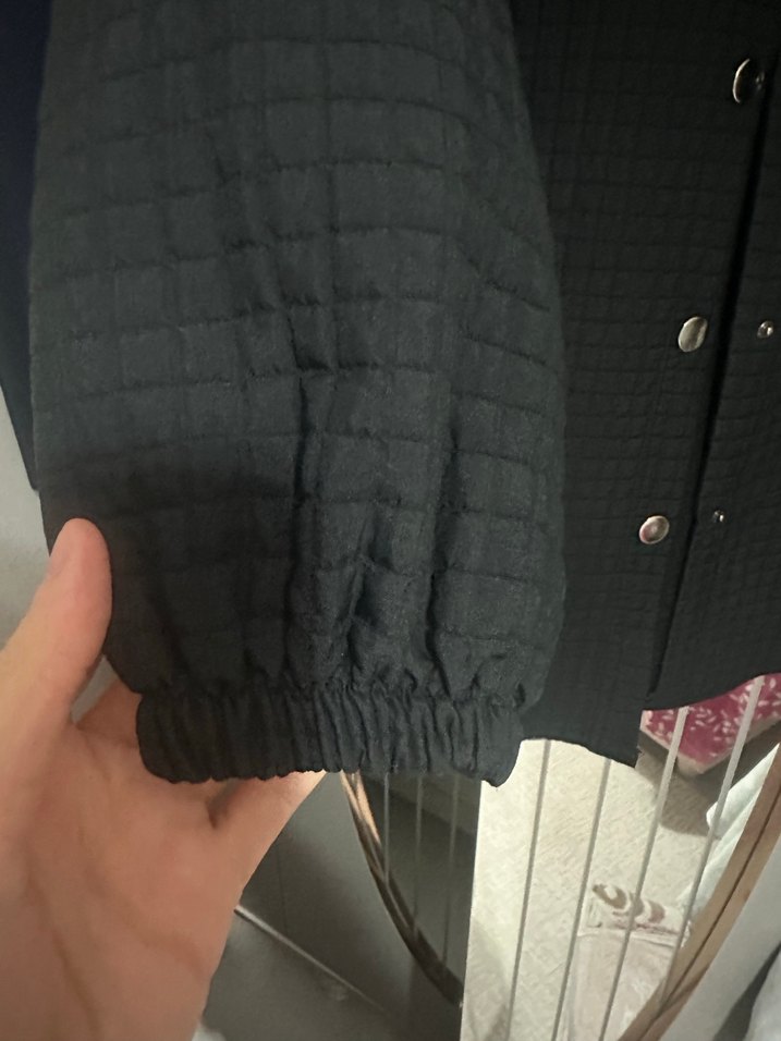 Düğmeli Gri Kadın Ceket - Görsel 4