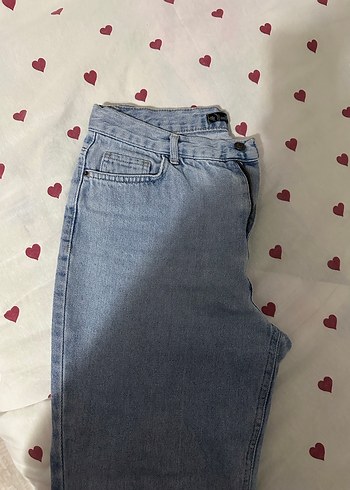 Gri Mavi Bol Kesim Midi Denim Kadın Kot - Görsel 7