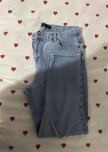 Gri Mavi Bol Kesim Midi Denim Kadın Kot - Görsel 6